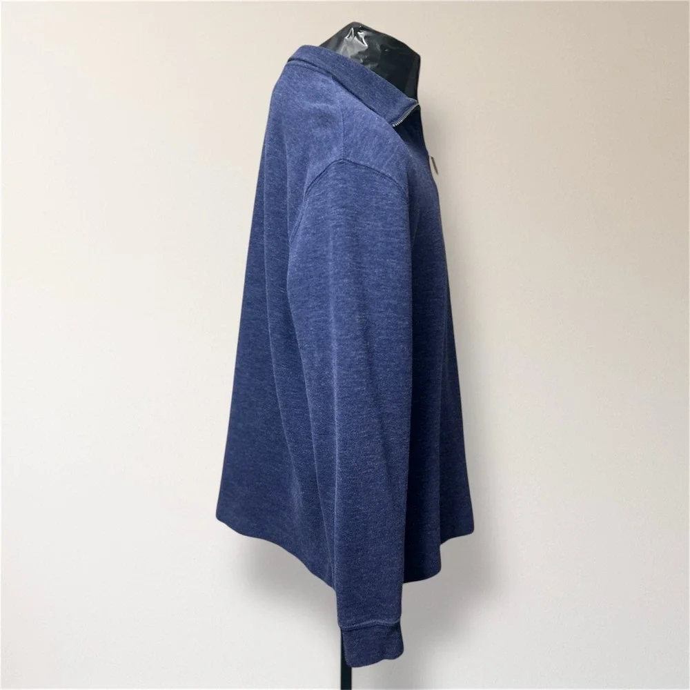 Polo Ralph Lauren Mens L Heather Blue Cotton Quarter Zip Pullover Sweater Preppy